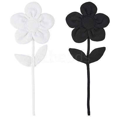 2Pcs 2 Colors Polyester & Cotton Flower Lapel Pins for Clothes JEWB-CY0001-05-1