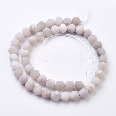 Natural White Agate Bead Strands X-G-J376-02-8mm-1