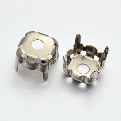 Square Brass Sew on Prong Settings KK-O084-05-4x4mm-1