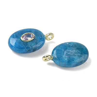 Natural Apatite & Cubic Zirconia Pendants X-G-Z076-01G-16-1