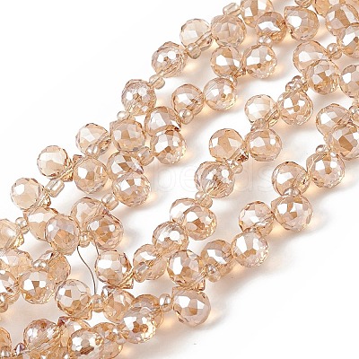 Transparent Electroplate Glass Beads Strands X-EGLA-F152A-PL02-1
