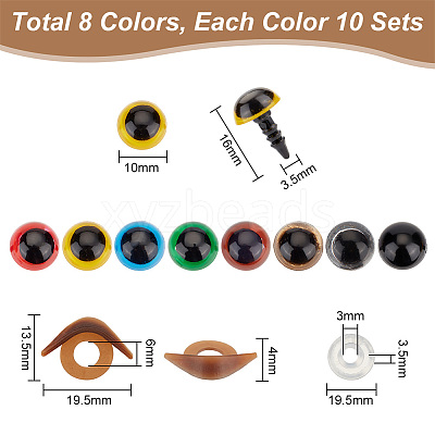 80 Sets 8 Colors Plastic Craft Eyes KY-PH0001-92-1