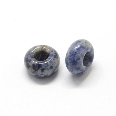 Natural Blue Spot Jasper European Large Hole Beads G-Q442-09-1