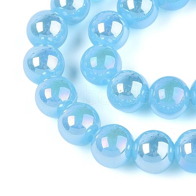 Electroplate Imitation Jade Glass Beads Strands GLAA-T032-J10mm-AB04-1
