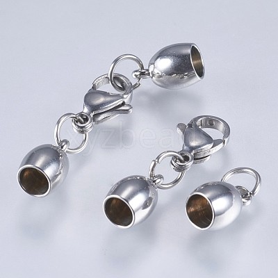 Tarnish Resistant 201 Stainless Steel Cord Ends STAS-F145-03P-9x6mm-1