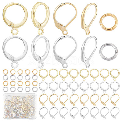 24 Pairs 4 Style Brass Leverback Earring Findings DIY-CN0002-60-1