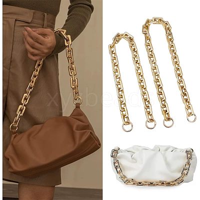 2Pcs 2 Style CCB Plastic Rectangle Cross Chain Bag Straps AJEW-CA0003-30-1