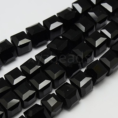 Faceted Cube Shaped Crystal Glass Beads Strands GLAA-F008-F02-1