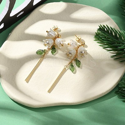 Plastic with Brass Dangle Stud Earrings for Women EJEW-TA00575-1