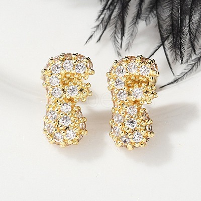 Brass Micro Pave Cubic Zirconia Stud Earrings EJEW-Z091-04G-F-1