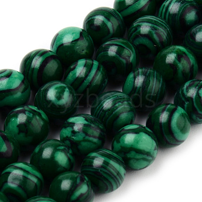 Synthetic Malachite Bead Strands G-Q462-57-8mm-1