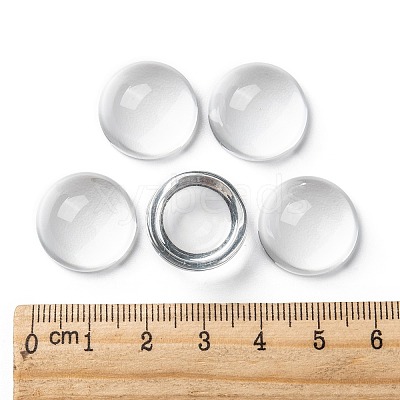Transparent Half Round Glass Cabochons GGLA-R027-18mm-1