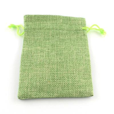 Polyester Imitation Burlap Packing Pouches Drawstring Bags ABAG-R005-9x7-02-1