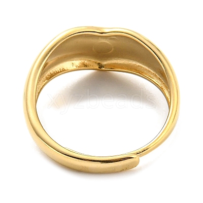 Adjustable 304 Stainless Steel Heart Ring for Women RJEW-C016-05G-1