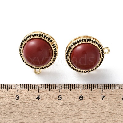 Brass Micro Pave Cubic Zirconia Stud Earrings Findings KK-R215-08G-02-1
