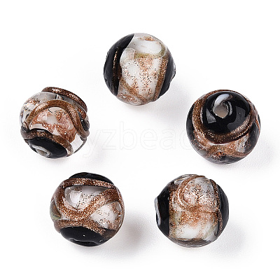 Handmade Gold Sand Lampwork Beads LAMP-T019-12mm-01-1