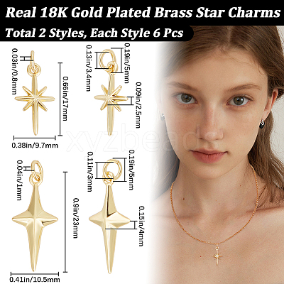 12Pcs 2 Style Brass Pendants KK-CN0002-83-1