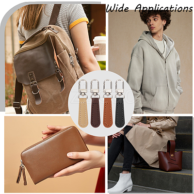 8Pcs 4 Colors PU Leather Zipper Pulls for Handbags Luggage and Jacket FIND-CL0002-10-1