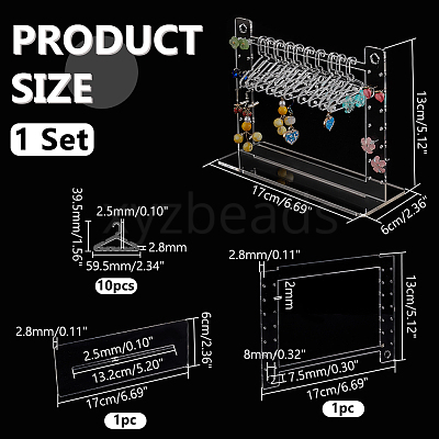 Coat Hanger Removable Acrylic Earring Displays EDIS-WH0041-02A-01-1