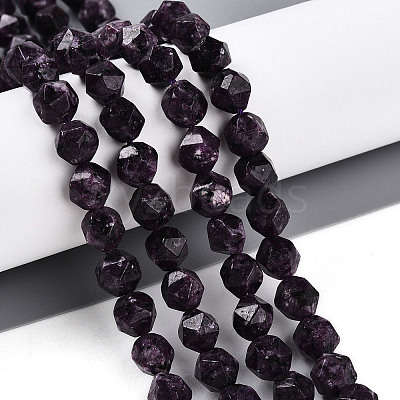 Dyed Natural Sesame Jasper Beads Strands G-T139-8mm-47K-1