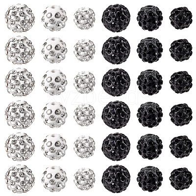 120Pcs 6 Styles Rhinestone Pave Disco Ball Beads RB-TA0001-14-1
