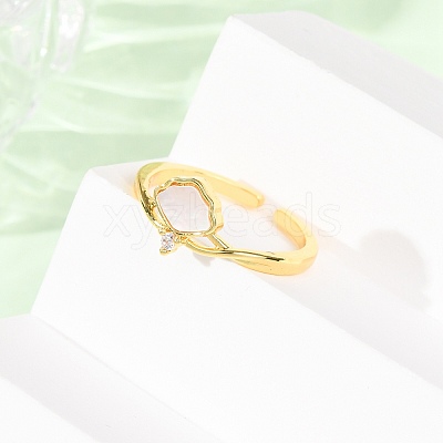Brass Micro Pave Cubic Zirconia Cuff Rings for Women RJEW-K309-39A-G-1