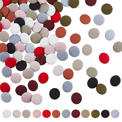 96Pcs 12 Colors 1-Hole Polyester Buttons BUTT-DC0001-03-1