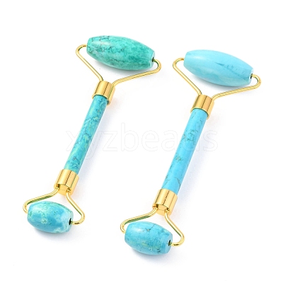Natural Turquoise Brass Face Massager MRMJ-G009-41G-1