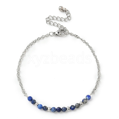 Natural Lapis Lazuli Beads Link Bracelets BJEW-JB11835-03-1