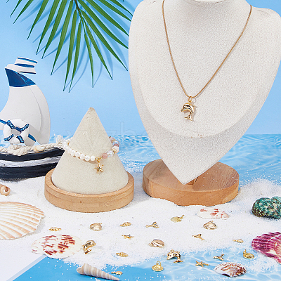 Marine Organism Theme 21Pcs 7 Styles Brass Charms KK-HS0015-53-1
