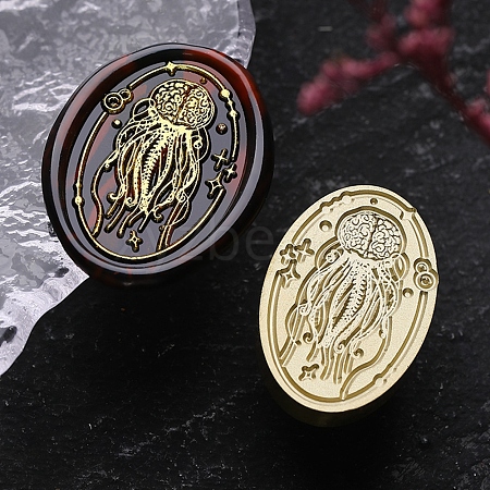 Halloween Theme Golden Tone Brass Wax Seal Stamp Head AJEW-O001-01G-1