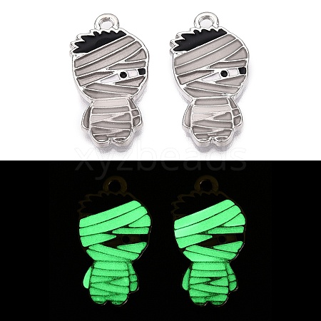 Halloween Theme Rack Plating Luminous Alloy Enamel Pendants ENAM-N056-228P-1