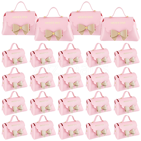 40 Bags Bowknot Handbag Shaped PU Leather Candy Gift Tote Boxes CON-WA0001-26-1