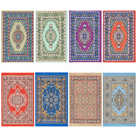 GOMAKERER 8Pcs 8 Styles Cloth Miniature Turkish Carpets AJEW-GO0001-70-1