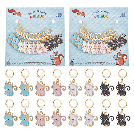 Alloy Enamel Fox Pendant Locking Stitch Markers HJEW-AB00052-1