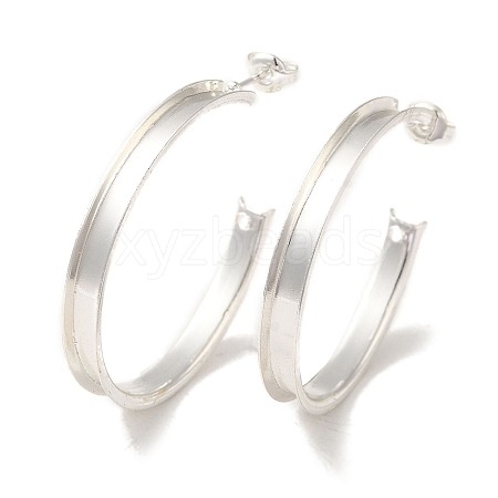 Rack Plating Iron Stud Half Hoop Earrings EJEW-M254-01S-1