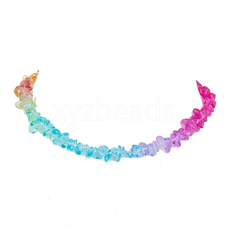 Rainbow Color Glass Chip Beaded Necklaces for Women NJEW-JN05004-1