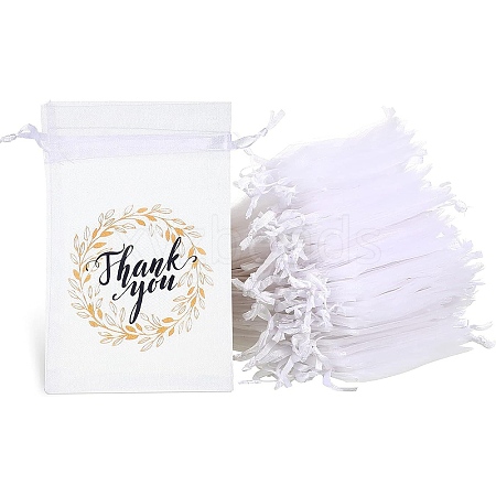 50Pcs Thank You Printed Organza DIY Craft Drawstring Bags PW-WG4E938-20-1