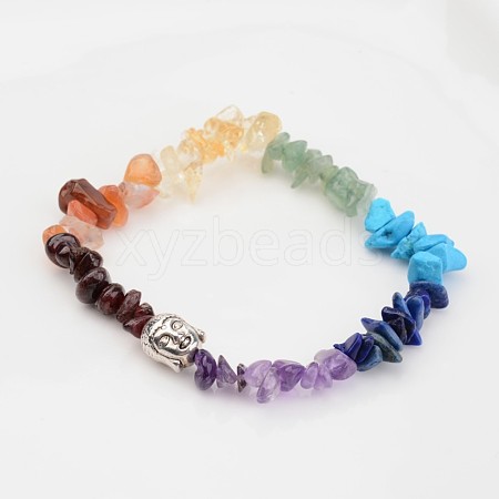 Chakra Natural Gemstone Beaded Stretch Bracelets X-BJEW-JB02324-02-1