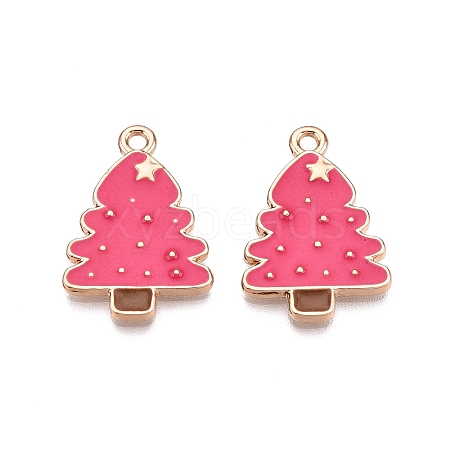 Christmas Theme Rack Plating Alloy Enamel Pendants ENAM-T021-17KCG-1