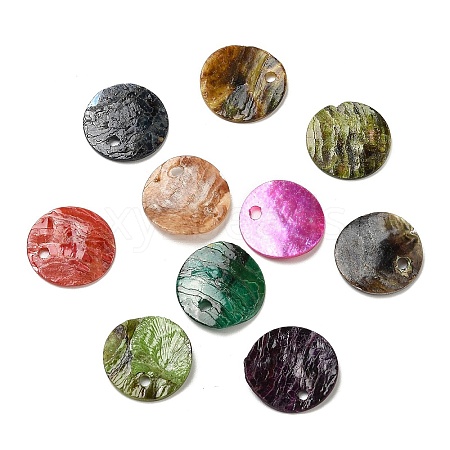 Spray Painted Natural Akoya Shell Charms SHEL-F007-15A-1