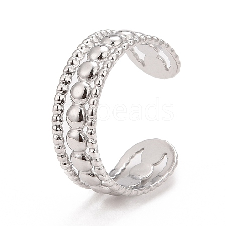 Non-Tarnish 304 Stainless Steel Triple Line Open Cuff Ring for Women RJEW-C025-07P-1