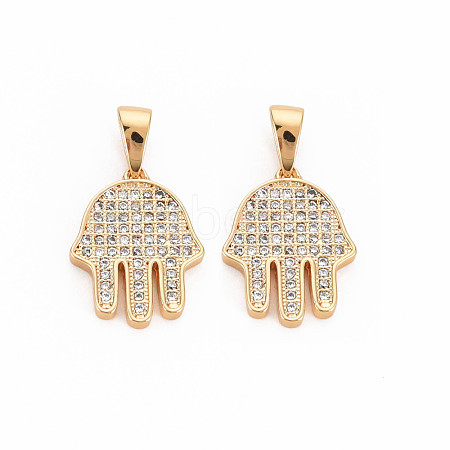 Brass Micro Pave Clear Cubic Zirconia Pendants KK-S364-266-1