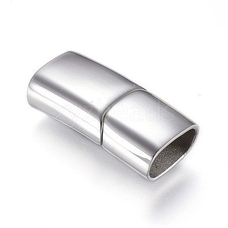 Polished 304 Stainless Steel Magnetic Clasps with Glue-in Ends STAS-G101-46P-1