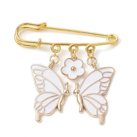 Butterfly & Flower Charm Alloy Enamel Brooches for Women JEWB-BR00144-02-1