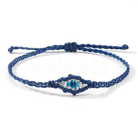 Adjustable Evil Eye Polyester Cord Braided Bracelets for Men Women BI7988-7-1