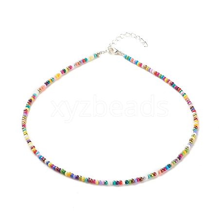 Glass Seed Beaded Necklace X-NJEW-JN03825-01-1