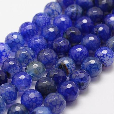 Faceted Natural Dragon Veins Agate Beads Strands G-F447-10mm-E01-1