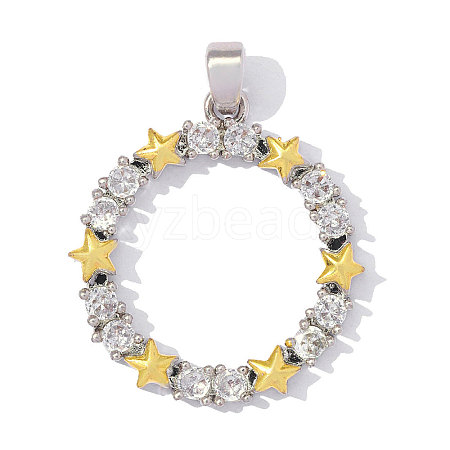 Brass Micro Pave Clear Cubic Zirconia Pendants CU-OY001-75G-1