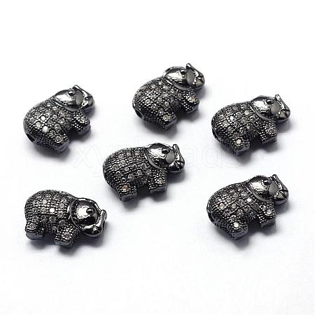 Rack Plating Brass Cubic Zirconia Beads ZIRC-S032-01B-1